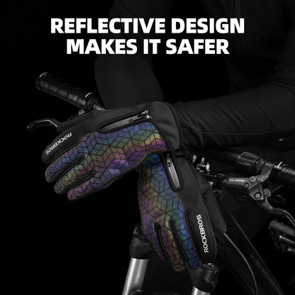 ROCKBROS Winter Warm Touchscreen Anti-Slip Cycling Gloves #Color_Black Colorful