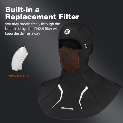 ROCKBROS Winter Warmer Windproof Neck Detachable Head Face Cover 