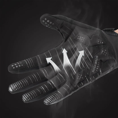 ROCKBROS Winter Windproof Silicone Full-Finger Cycling Gloves