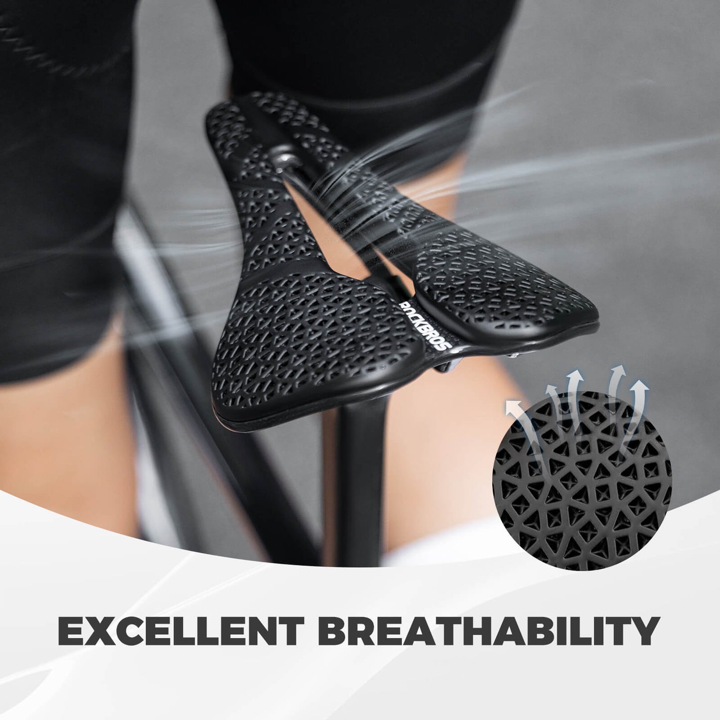 ROCKBROS 3D printed bicycle saddle featuring a lightweight carbon fibre base – model LF0214