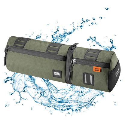 ROCKBROS versatile 2 in 1 bike bag, waterproof handlebar bag with shoulder strap, practical and durable for cycling. #Color_Army Green
