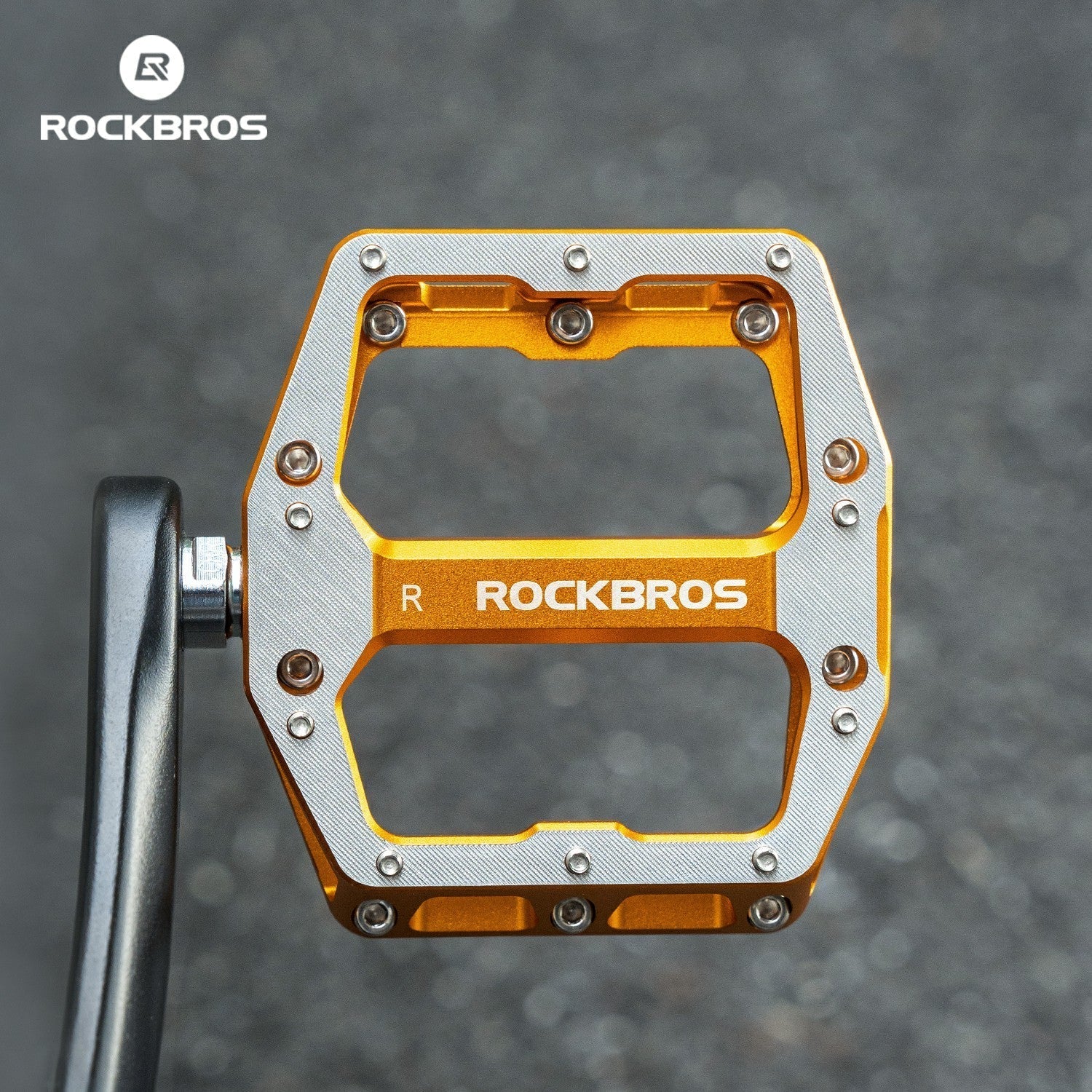 ROCKBROS_Bicycle_Pedals_Mountain_Bike_GRAVELBIKE_Aluminum_Alloy_Bearing_DH_Wider_Speed_High_Strength_Pedals #Color_Golden