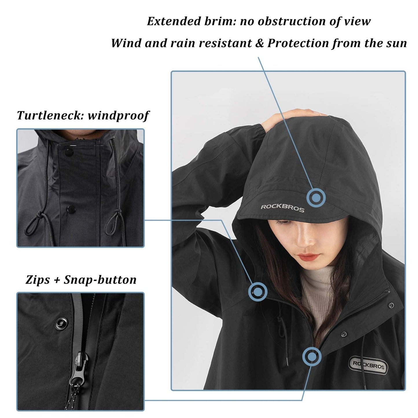 ROCKRBOS Waterproof Raincoat & Overtrousers for Men Women with Reflective