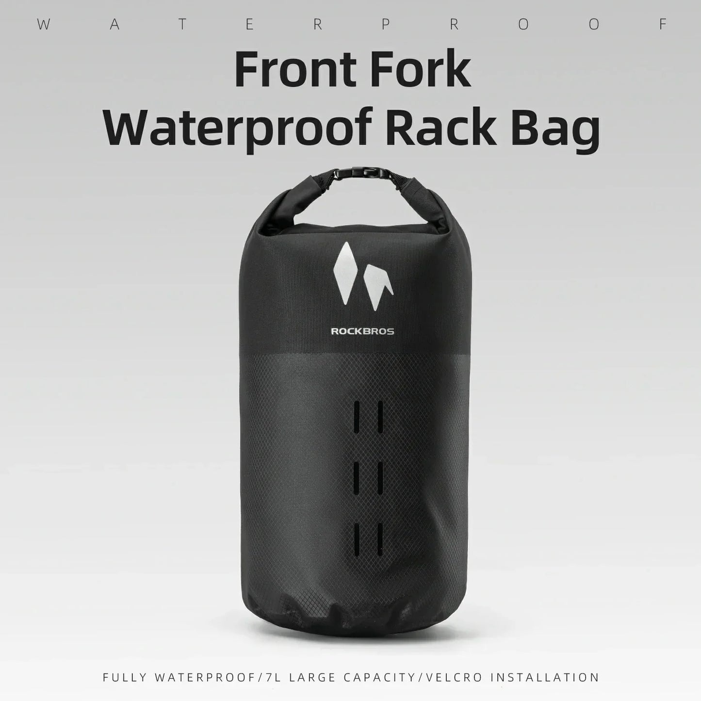 Close-up of waterproof welded seams on bike bag.