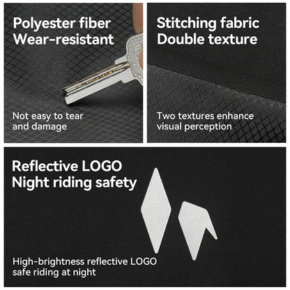 Outdoor shot of waterproof front fork rack bag.