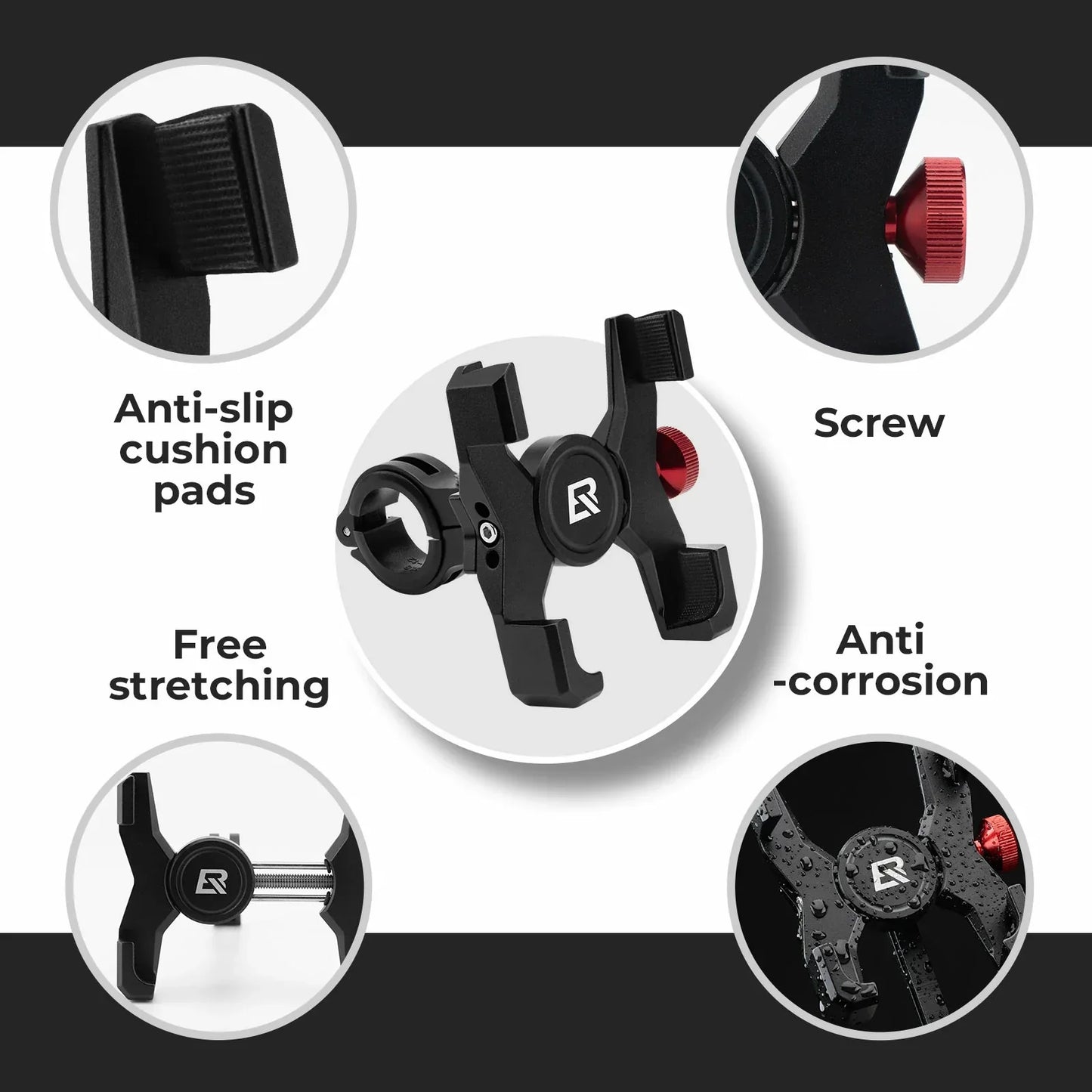 Aluminium Bicycle Phone Holder – Universal Mount for 4.7"-7.1" #Type_Clamp Ring Mount