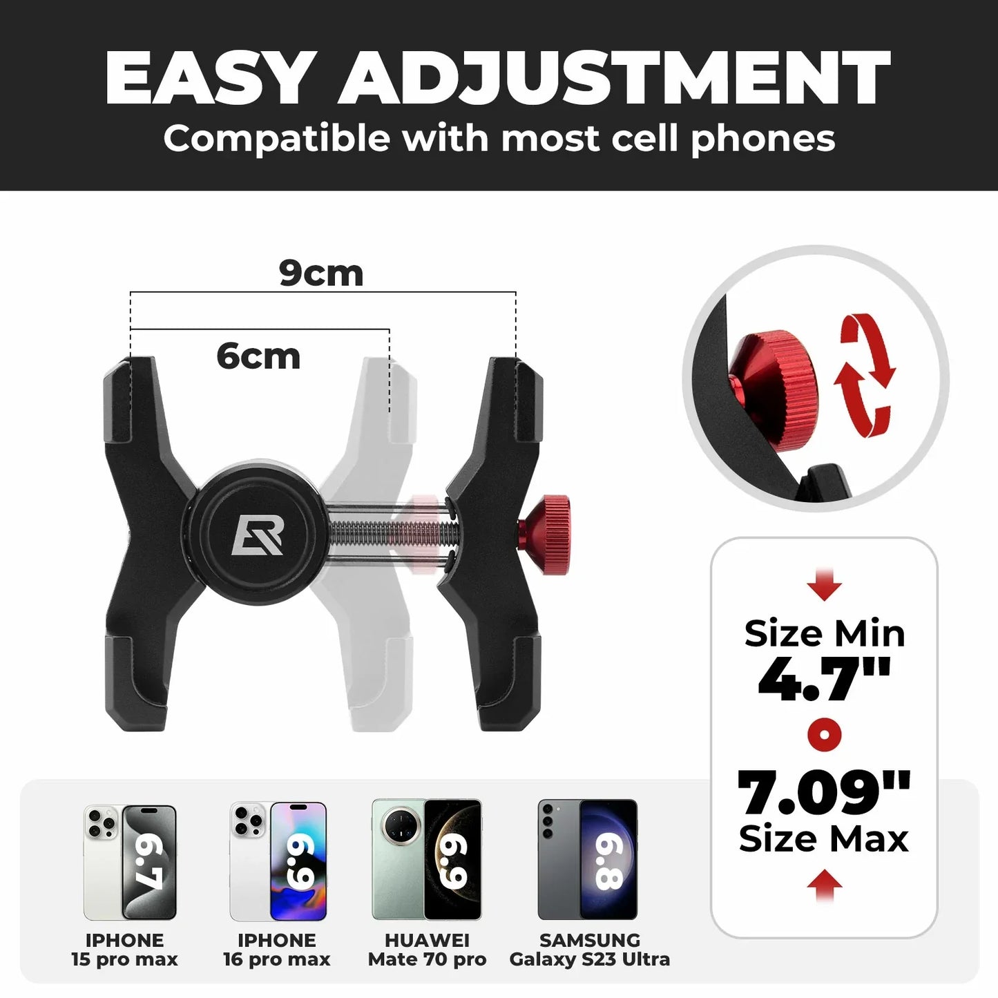 Aluminium Bicycle Phone Holder – Universal Mount for 4.7"-7.1" 
