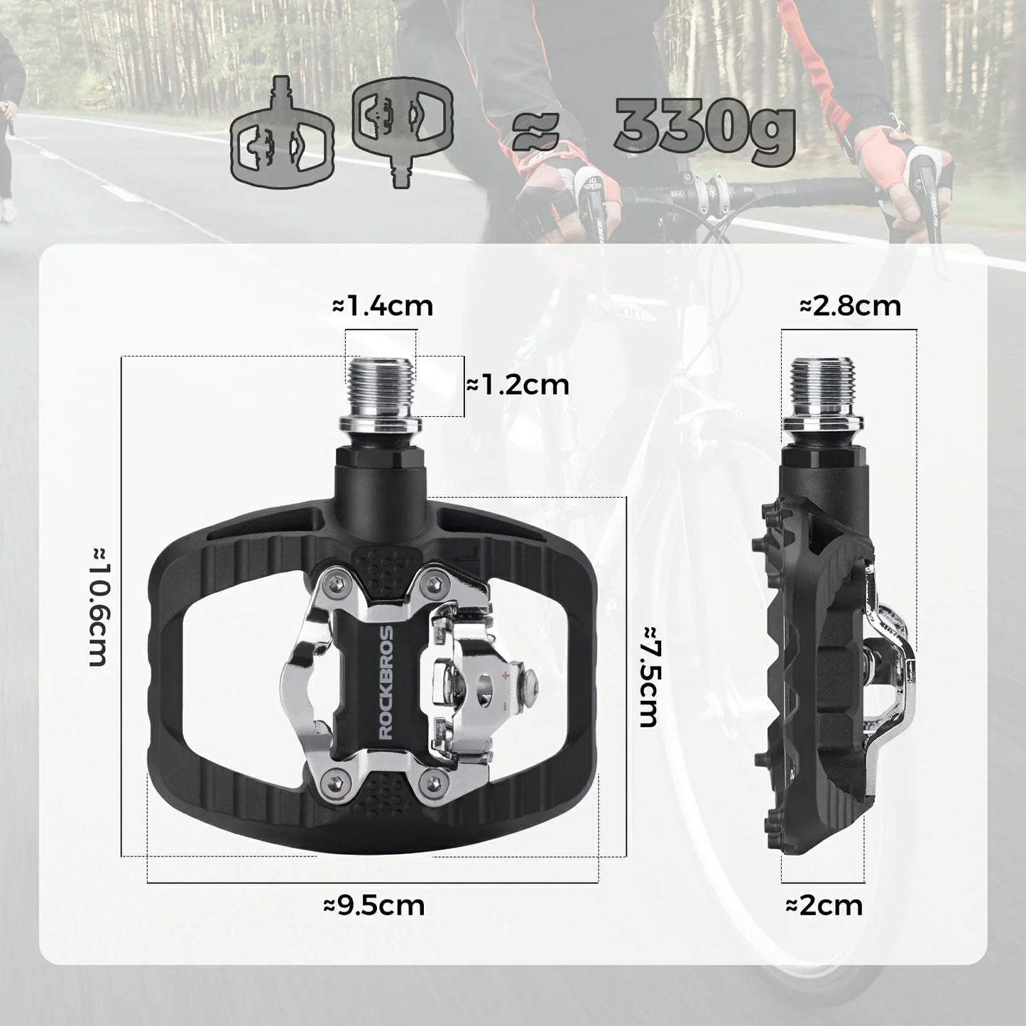 ROCKBROS bicycle pedals dual function SPD & flat pedals