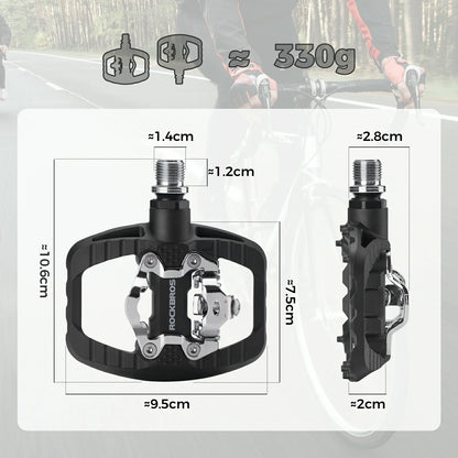 ROCKBROS bicycle pedals dual function SPD & flat pedals