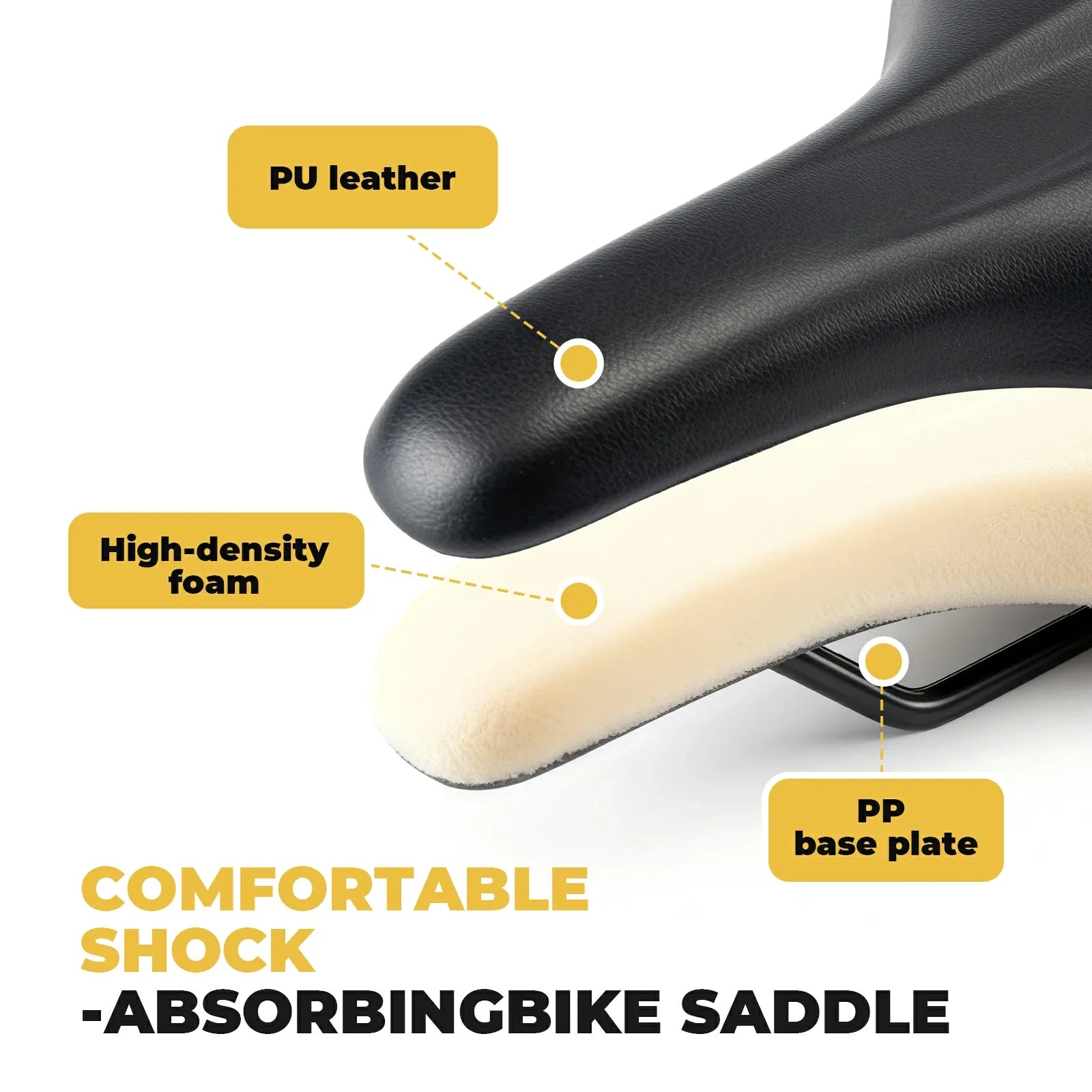 ROCKBROS bicycle saddle black pu leather shock-absorbing