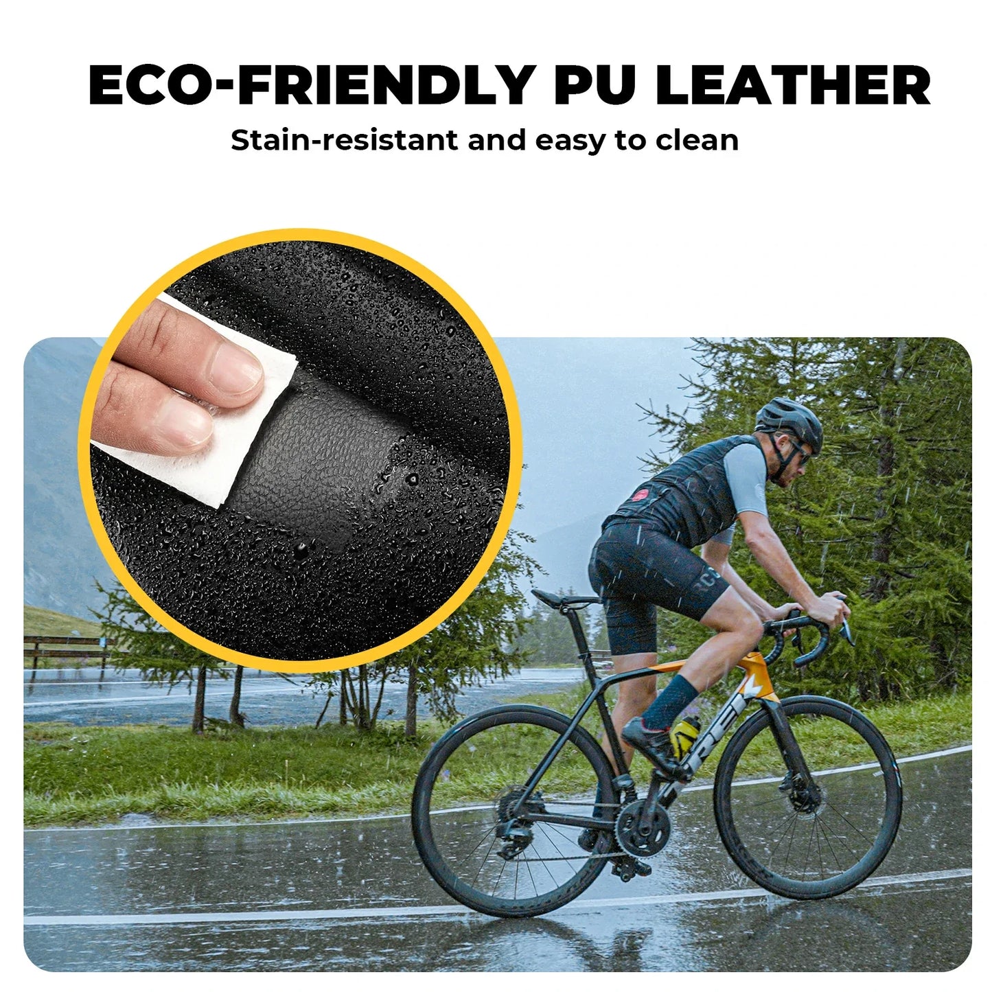 ROCKBROS bicycle saddle black pu leather shock-absorbing