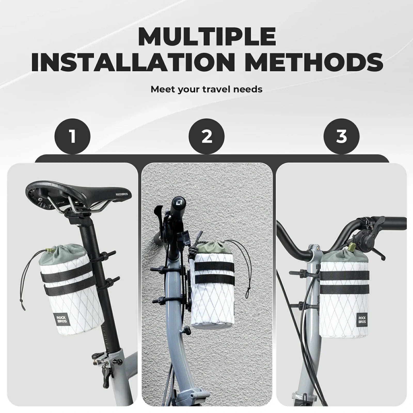 Lightweight bike bottle bag for folding bike and scooter use