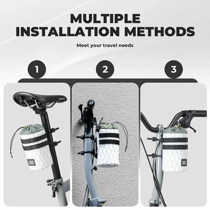 Lightweight bike bottle bag for folding bike and scooter use