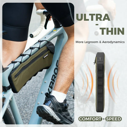 Waterproof bike frame bag, triangle bicycle pouch with side zipper, easy mount for road, gravel and MTB cycling