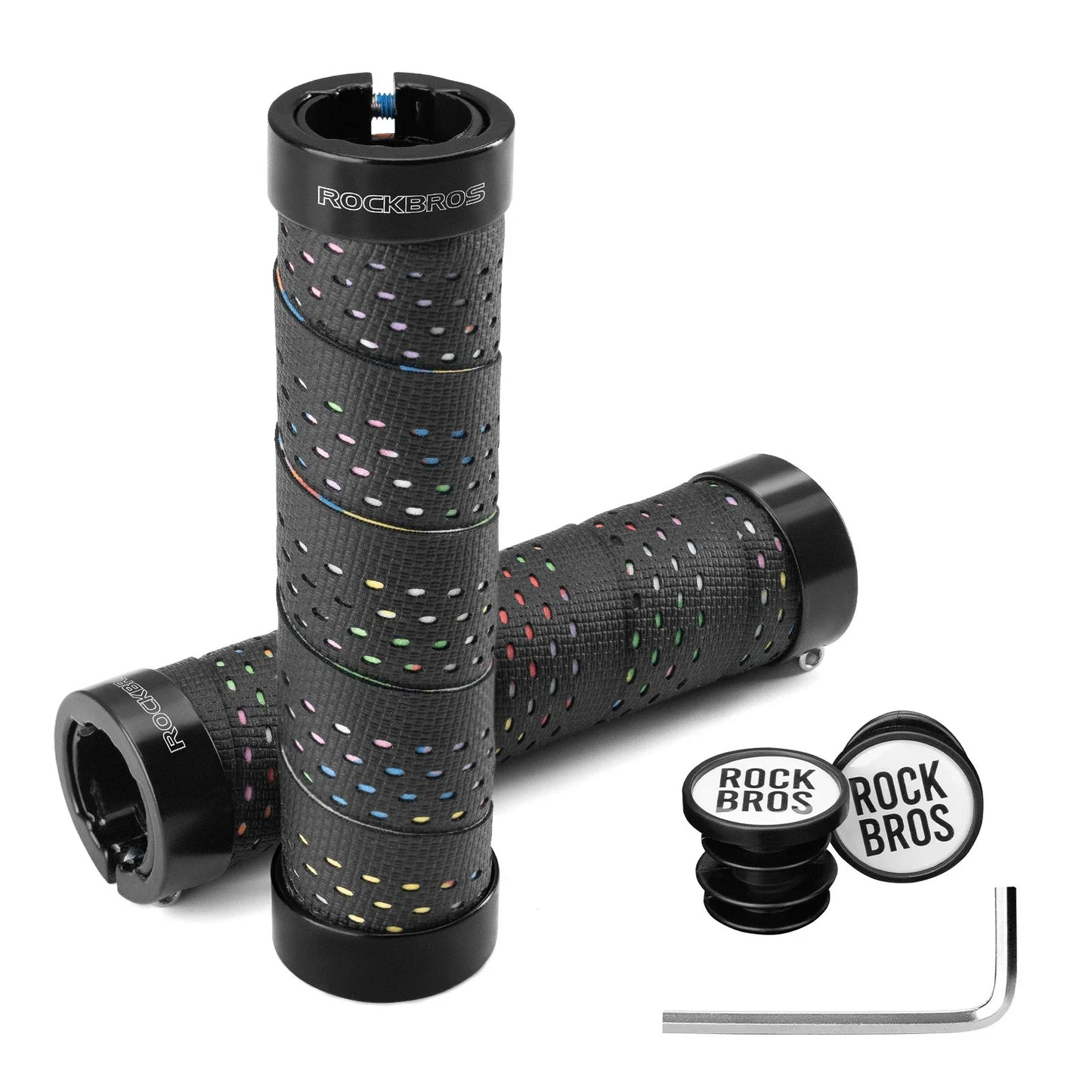 ROCKBROS bike handlebar grips double lock non-slip universal #Color_Black