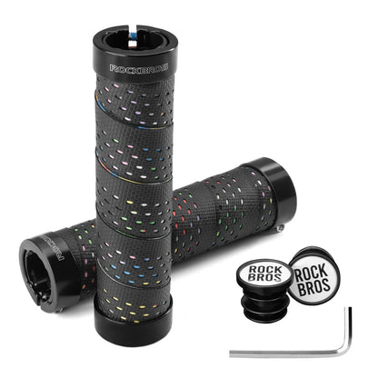 ROCKBROS bike handlebar grips double lock non-slip universal #Color_Black