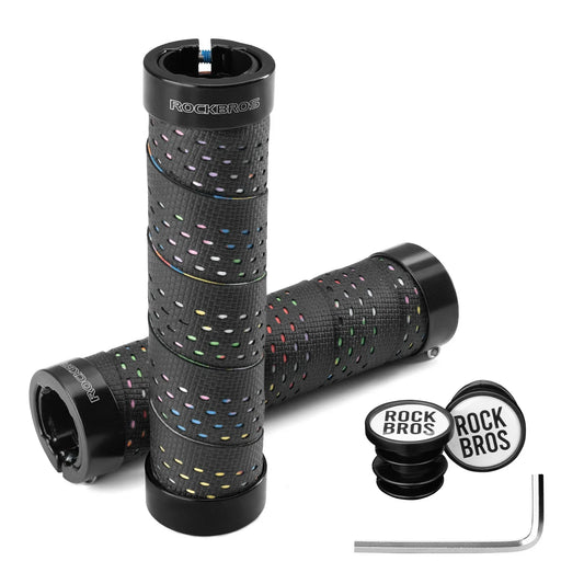 ROCKBROS bike handlebar grips double lock non-slip universal #Color_Black