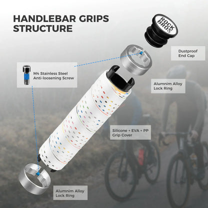 ROCKBROS bike handlebar grips double lock non-slip universal #Color_White