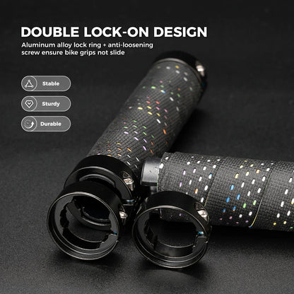ROCKBROS bike handlebar grips double lock non-slip universal #Color_Black