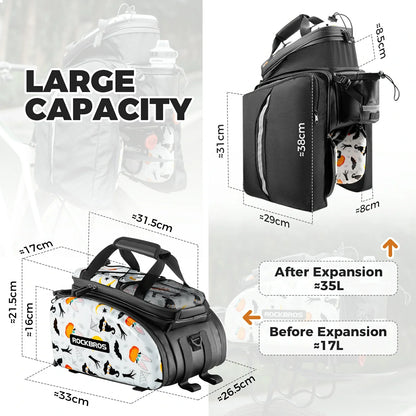 ROCKBROS bike pannier bag double side storage with rain cover 17L-35L