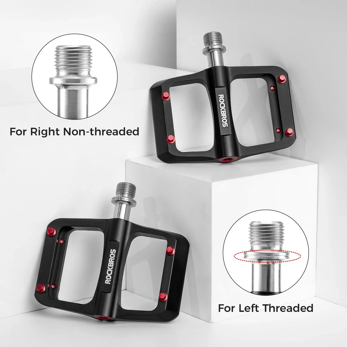 ROCKBROS bike pedals ultralight magnesium with red anti-slip pins