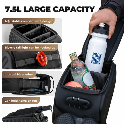ROCKBROS bike rack bag anti-theft with combination lock 7.5 l