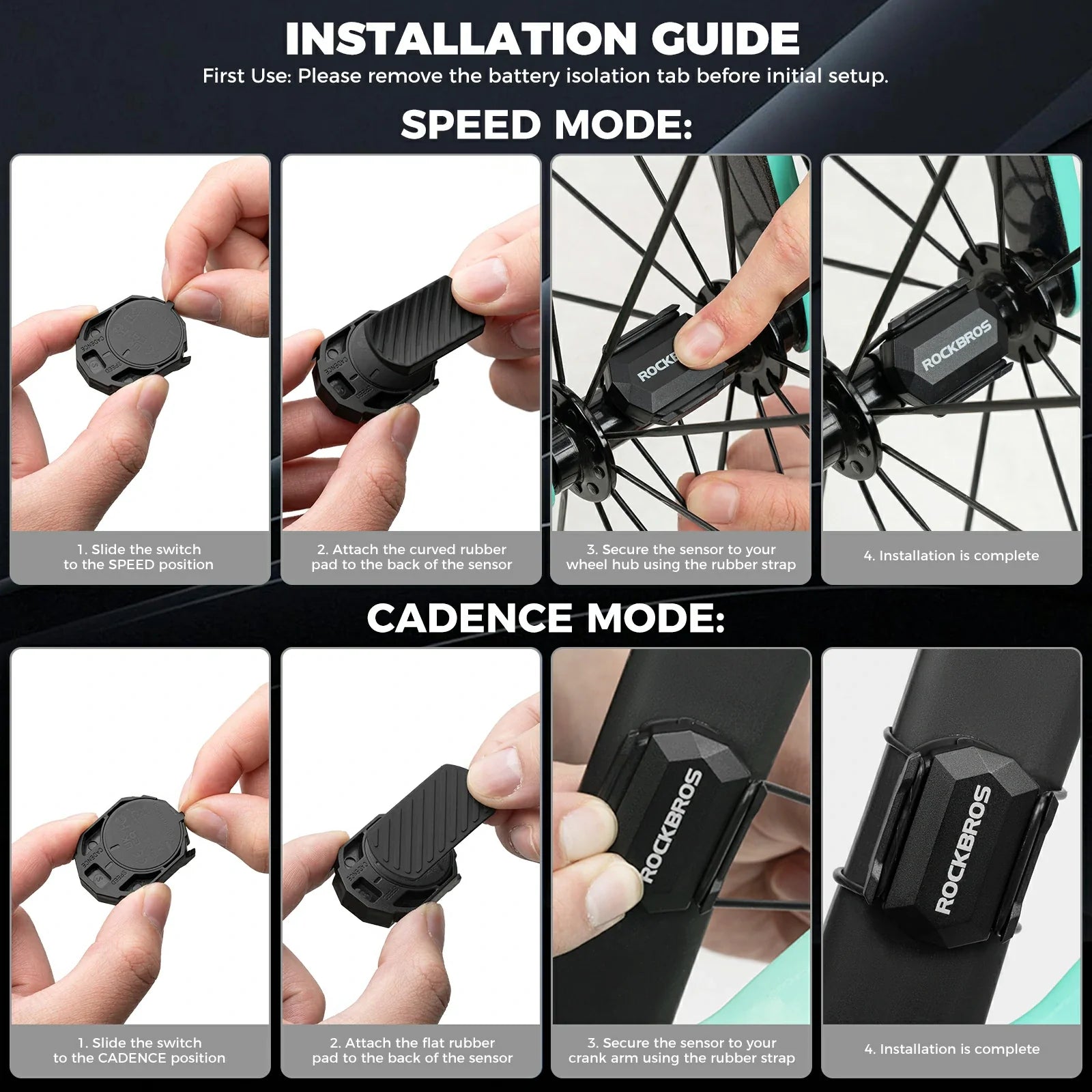 ROCKBROS bike speed cadence sensor bluetooth ant+