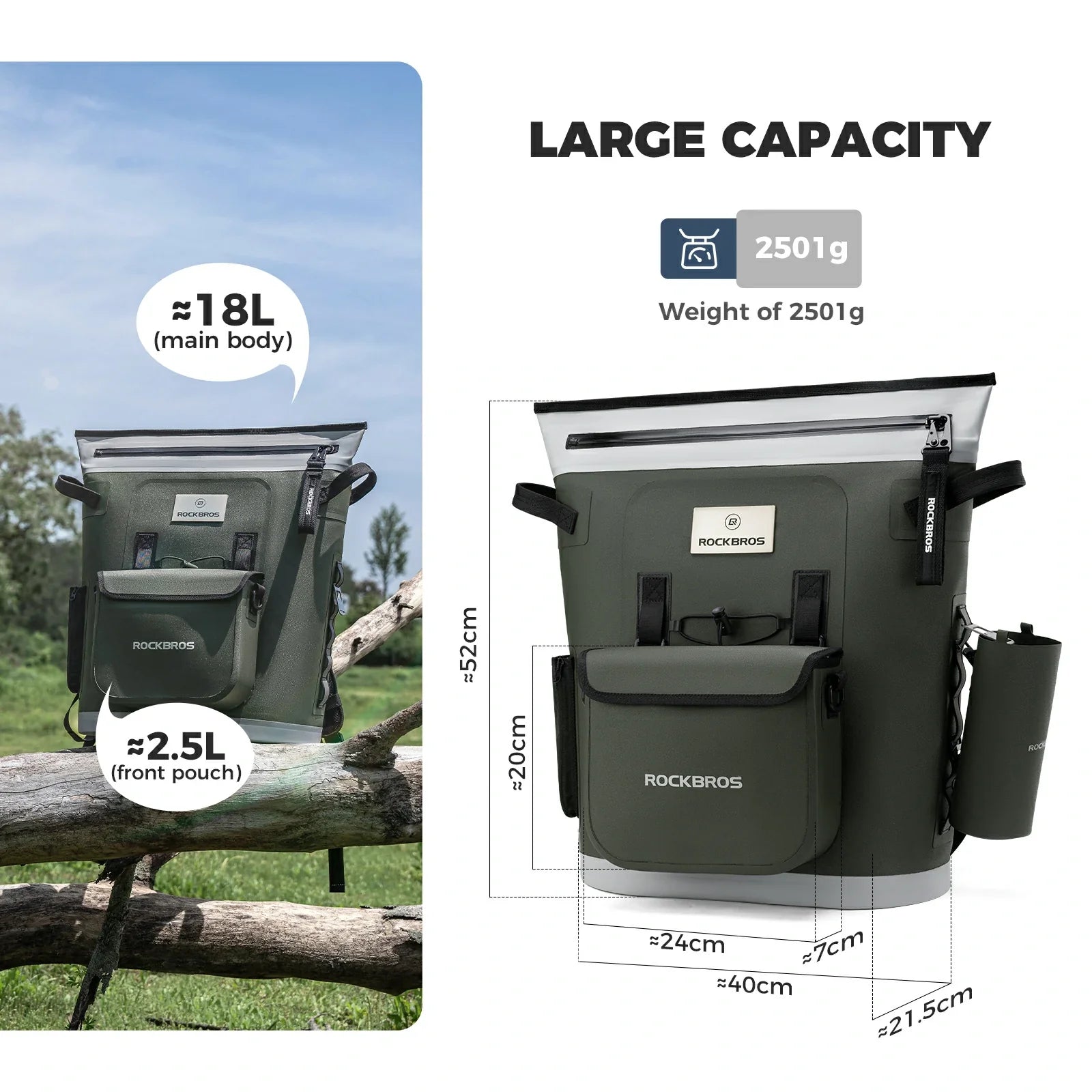 ROCKBROS cooler bag 68H cooling portable large capacity 18L