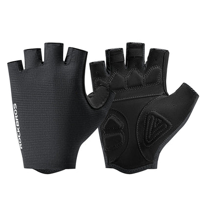 ROCKBROS cycling gloves half finger sbr padded#Color_Black