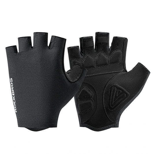 ROCKBROS cycling gloves half finger sbr padded#Color_Black