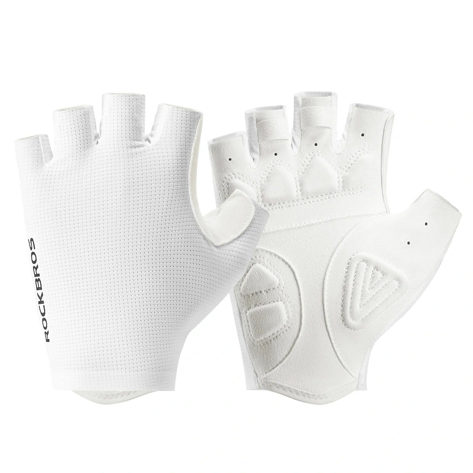 ROCKBROS cycling gloves half finger sbr padded#Color_White