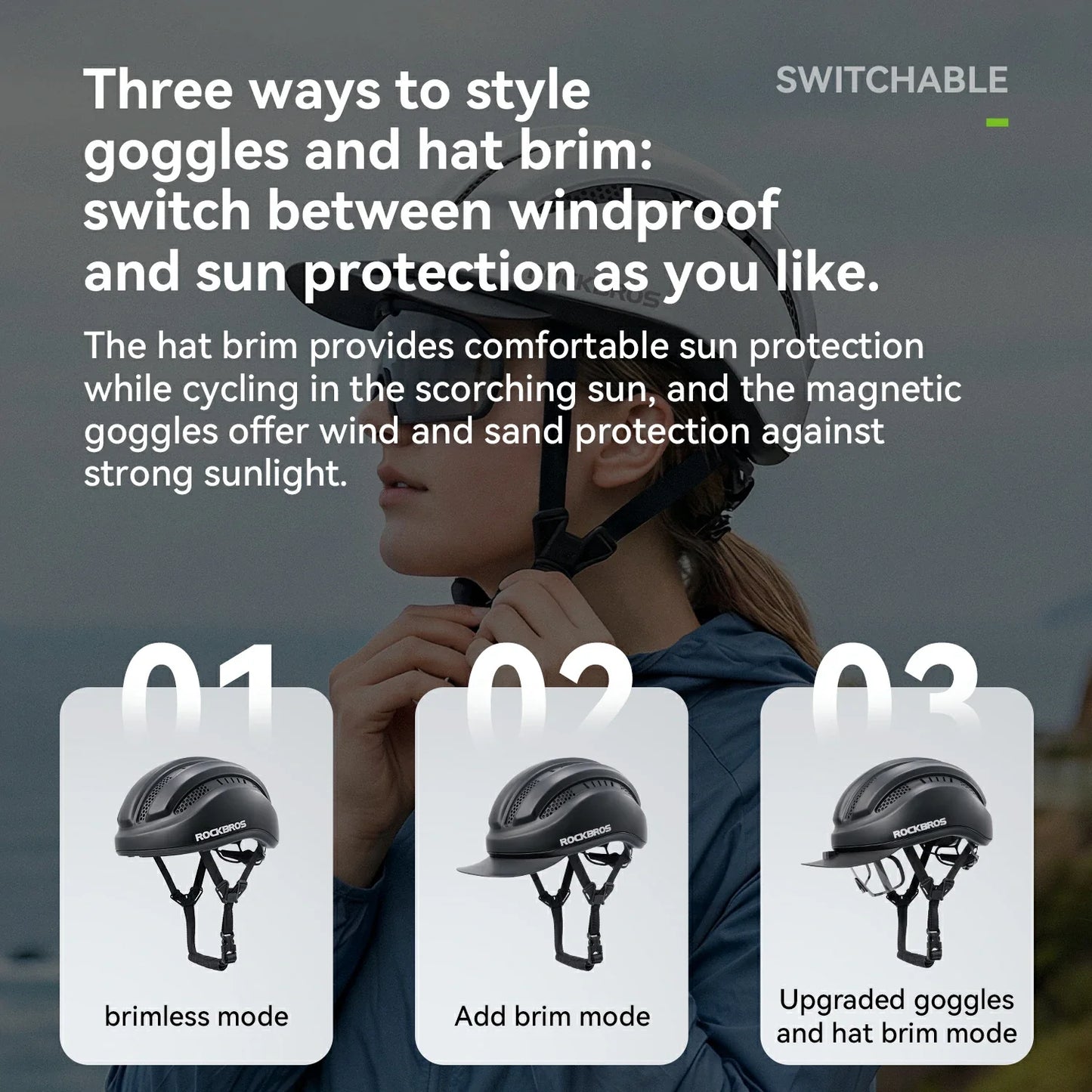 Lightweight Cycling Helmet with Magnetic Visor & Adjustable Fit