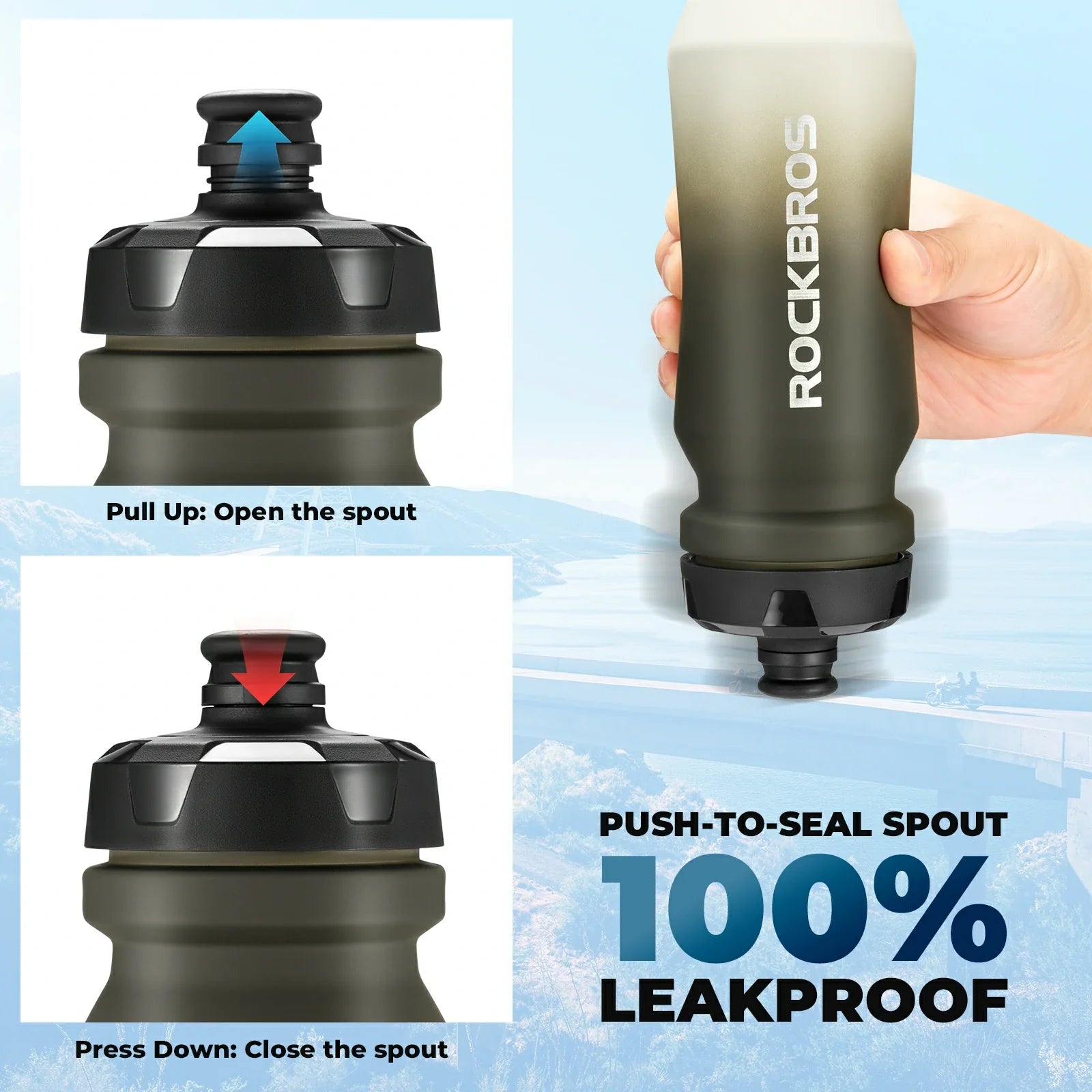 ROCKBROS cycling water bottle bpa free leakproof 600ml#Color_White (750ml）