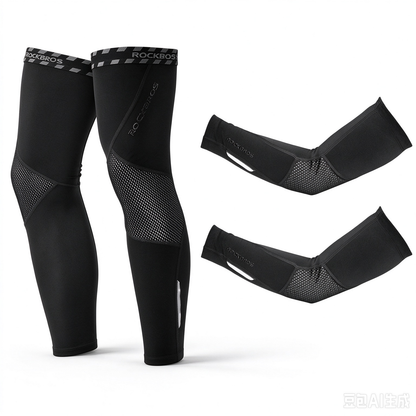 ROCKBROS Ensemble Manches de Bras & Jambières Thermiques Hiver Élastiques, Protection pour Cyclisme (1 Paire Chaque)