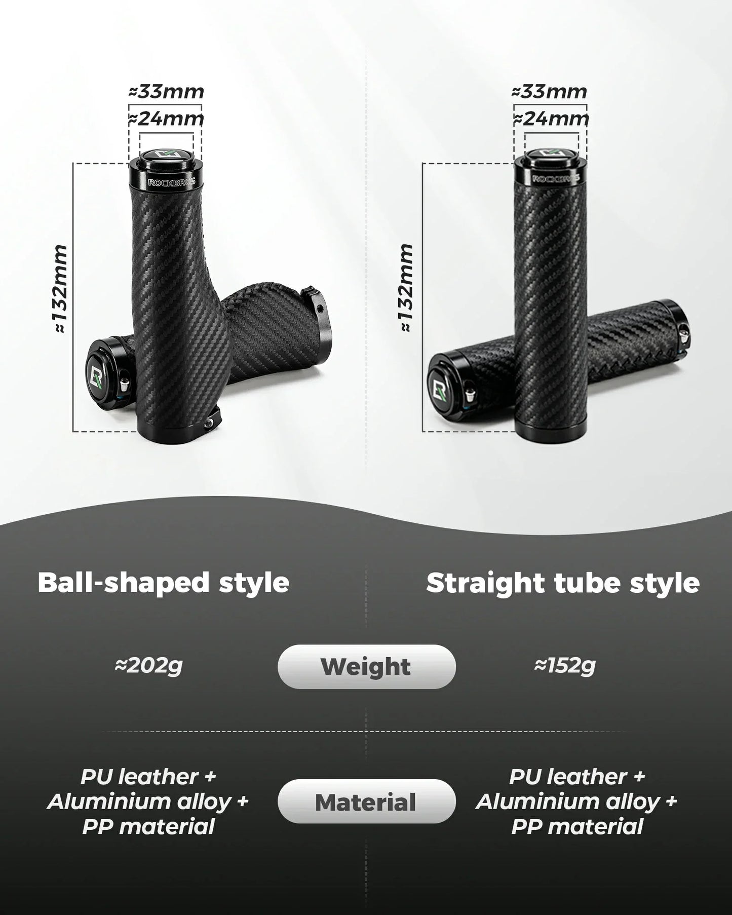 Classic cycling handlebar grips PU leather non-slip 22.2mm lock-on