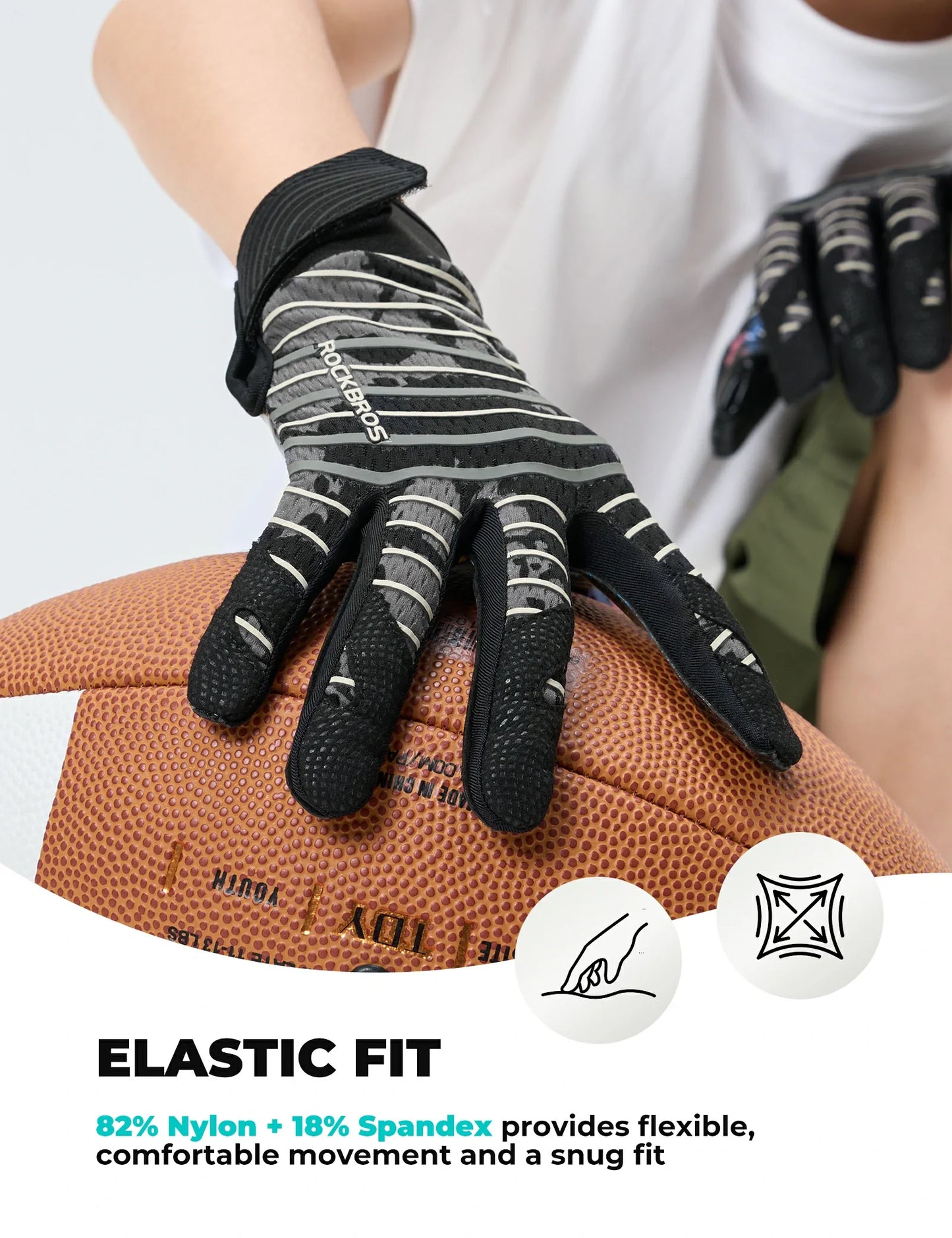 ROCKBROS football goalkeeper gloves breathable for kids teens