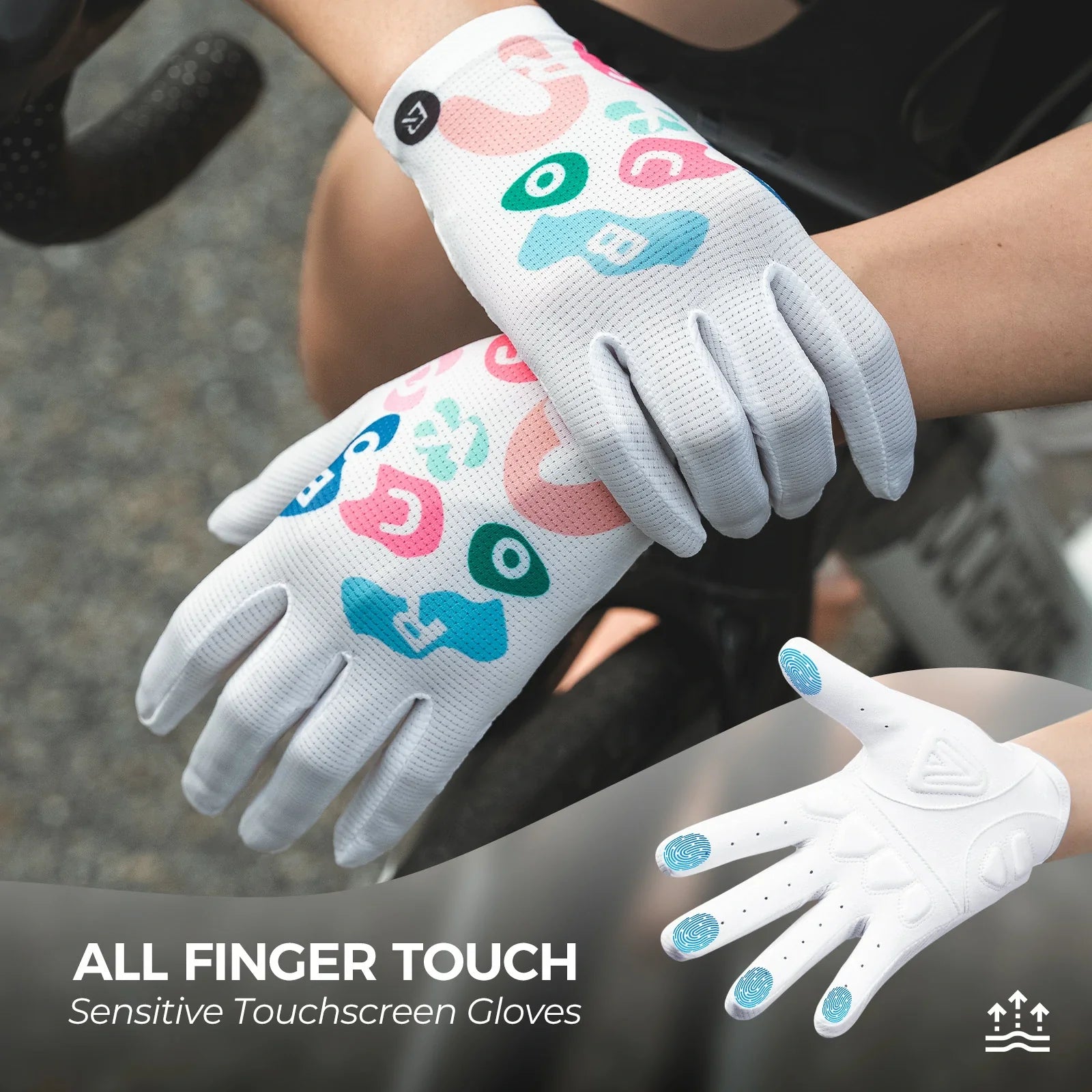 ROCKBROS full finger cycling gloves colourful breathable