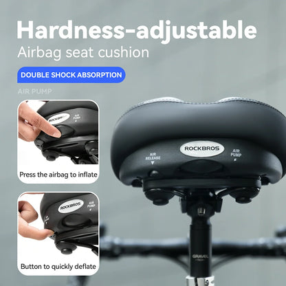 Adjustable Air Cushion Bike Saddle Wide Comfort Shock Absorbing Seat