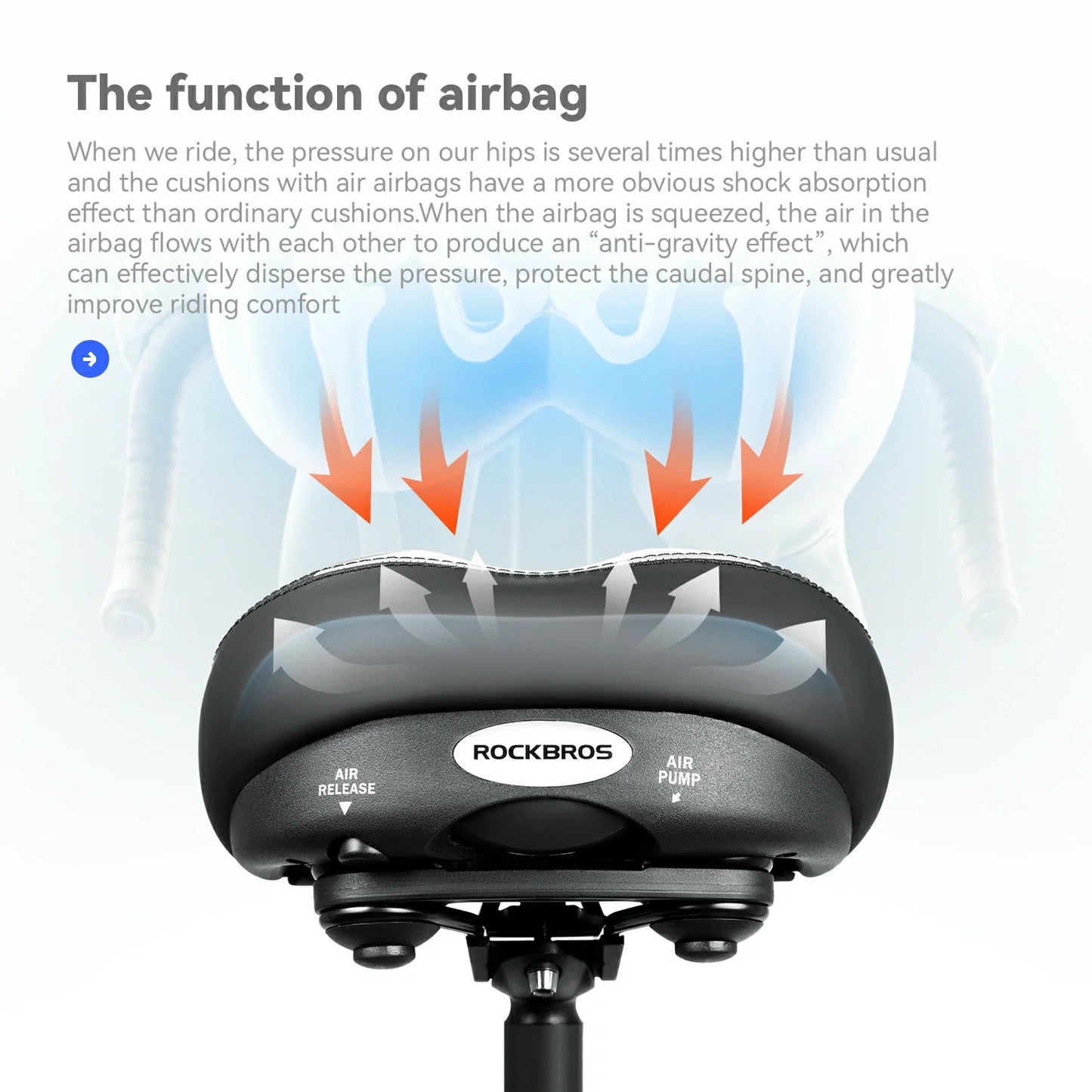 Adjustable Air Cushion Bike Saddle Wide Comfort Shock Absorbing Seat