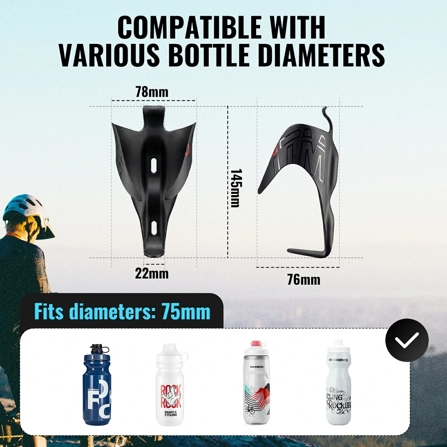 ROCKBROS itm bike bottle cage carbon fiber ultralight sturdy
#Model_ESTREL BLACK