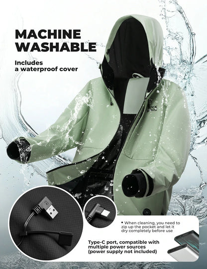 Windproof graphene cycling jacket for men with adjustable heating settings