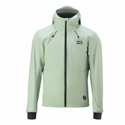 Windproof graphene cycling jacket for men with adjustable heating settings#Color_Transparent Green