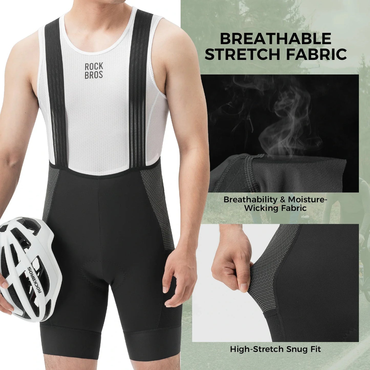ROCKBROS mens summer cycling bib shorts with five pocket