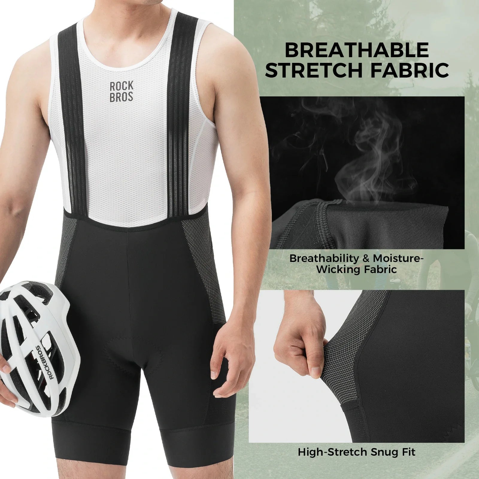 ROCKBROS mens summer cycling bib shorts with five pocket