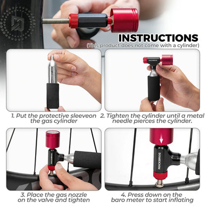 ROCKBROS mini bicycle pump with barometer Presta & Schrader valve