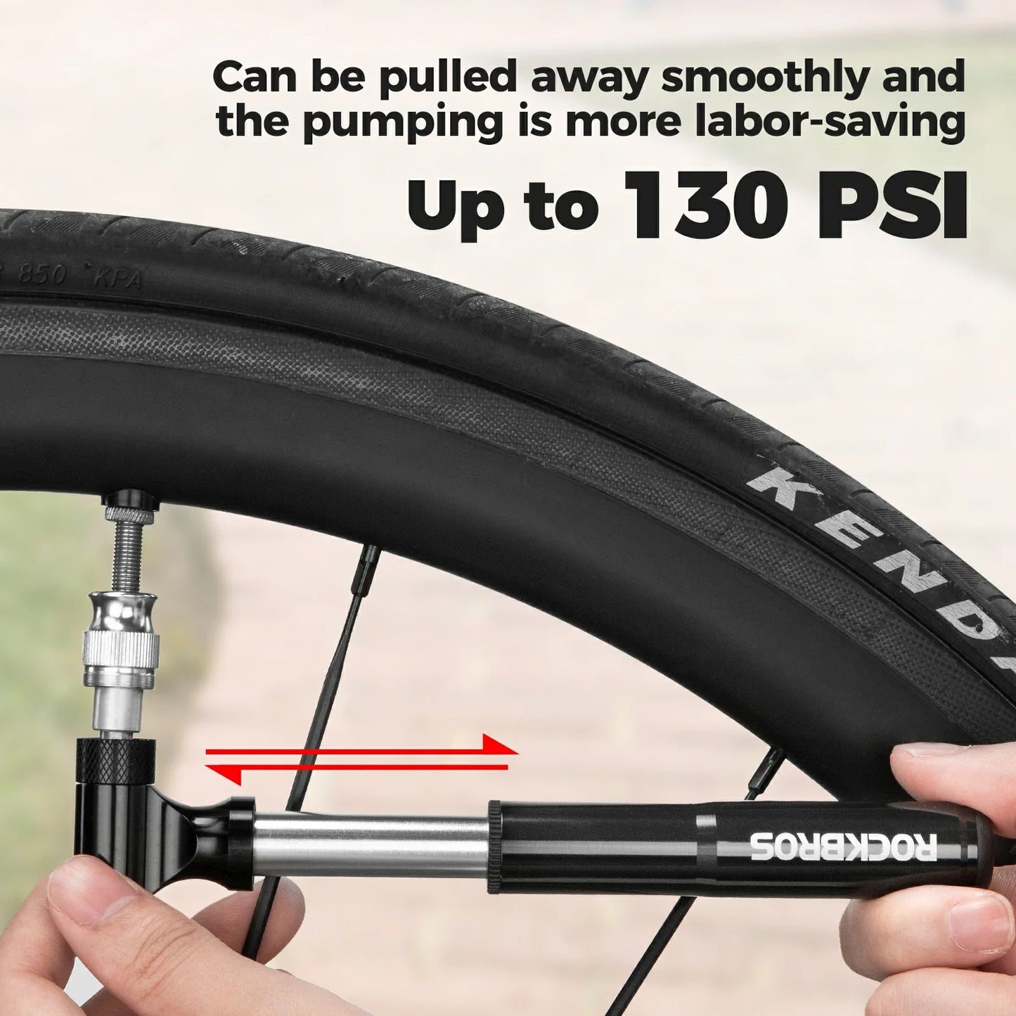ROCKBROS mini bike pump compatible with Presta & Schrader 130PSI