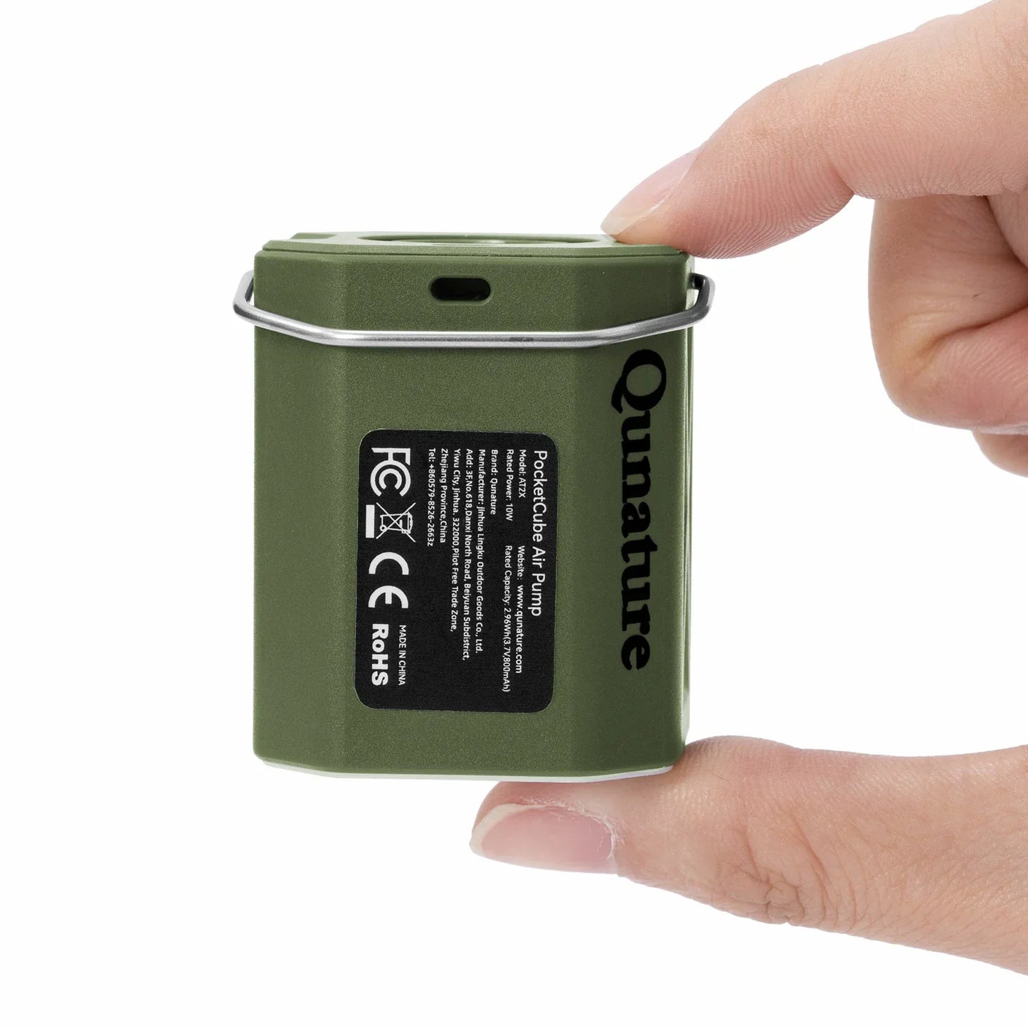 green ultralight electric air pump for camping and outdoor use#color_green