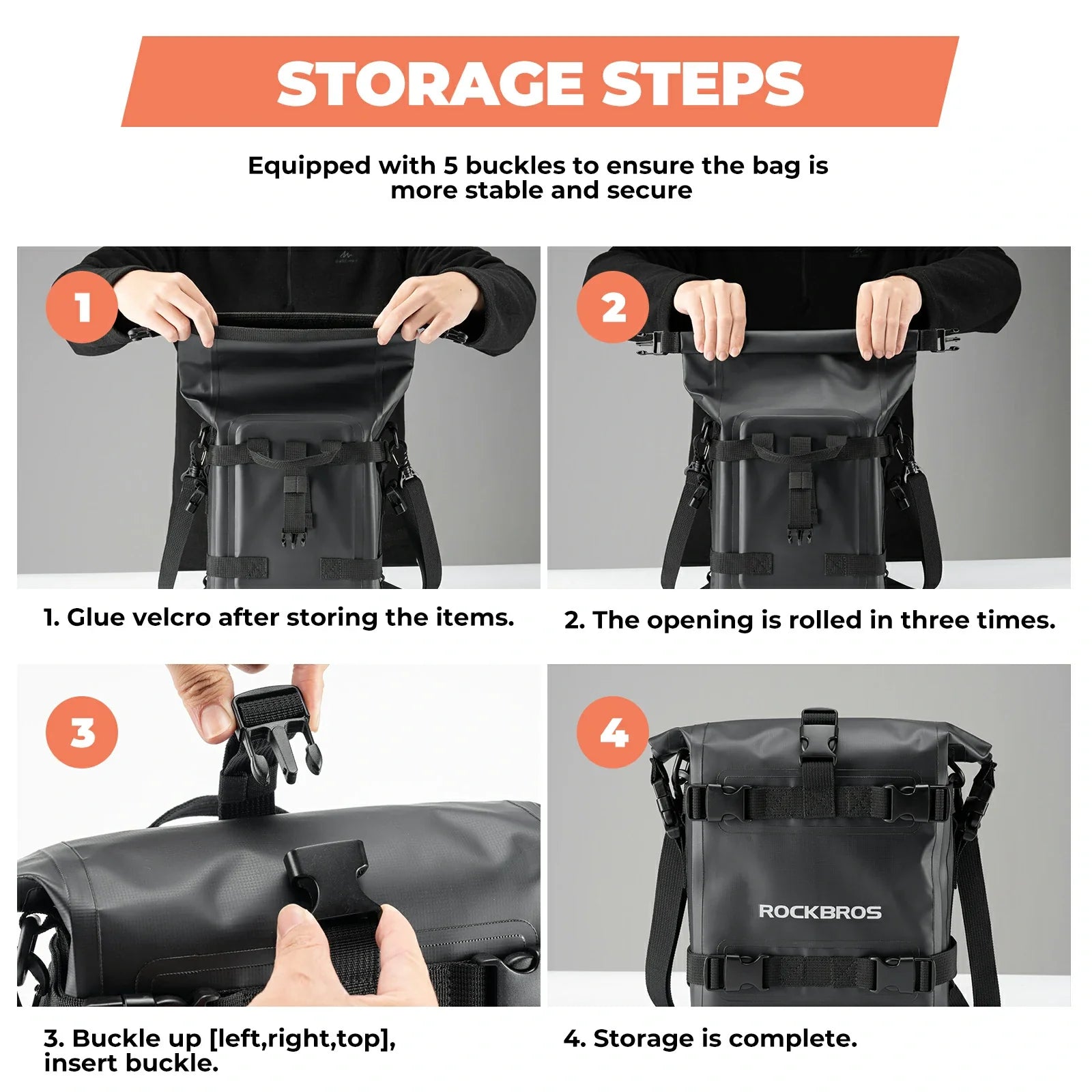 ROCKBROS motorcycle crash bar bag 100 waterproof with shoulder strap 5-7l