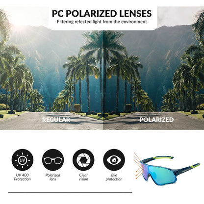 Full frame sports sunglasses with polarized lenses uv400 protection#Color_Speckled Blue