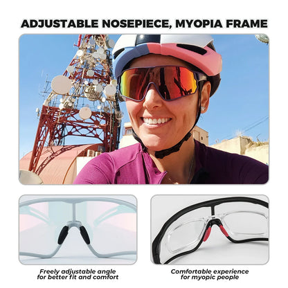 Cycling sunglasses photochromic uv400 protection for men and women